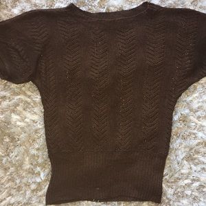 Blouse Brown crochet top size medium 3/$10